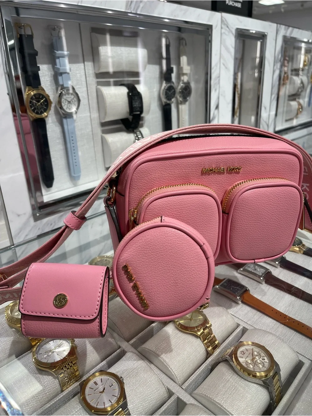 Michael Kors JST Md Pocket Leather Messenger XBody With Attachments Crossbody